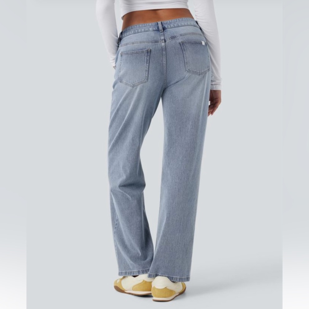 HALARA Asymmetric Flex Denim Light Blue Wash Women's Jeans S Reg NWT - Picture 7 of 7